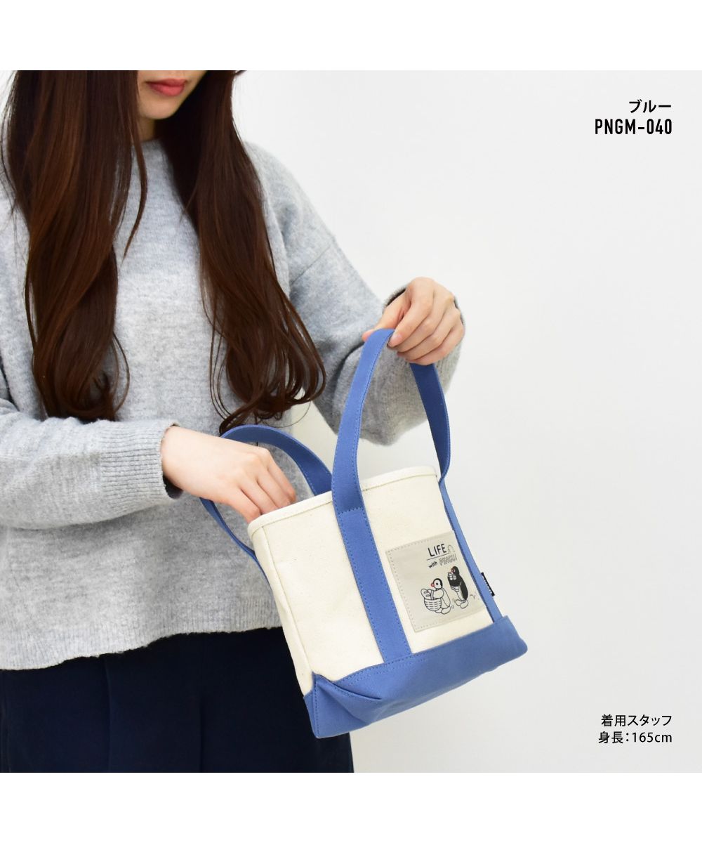 Runner Pingu Mini Tote Bag Tote Bag Canvas Small Lightweight Ladies Adults Women University Students Girls High School Students Middle School Students Children Kids Outing