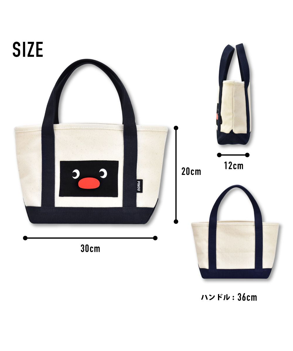 Runner Pingu Mini Tote Bag Tote Bag Canvas Small Lightweight Ladies Adults Women University Students Girls High School Students Middle School Students Children Kids Outing