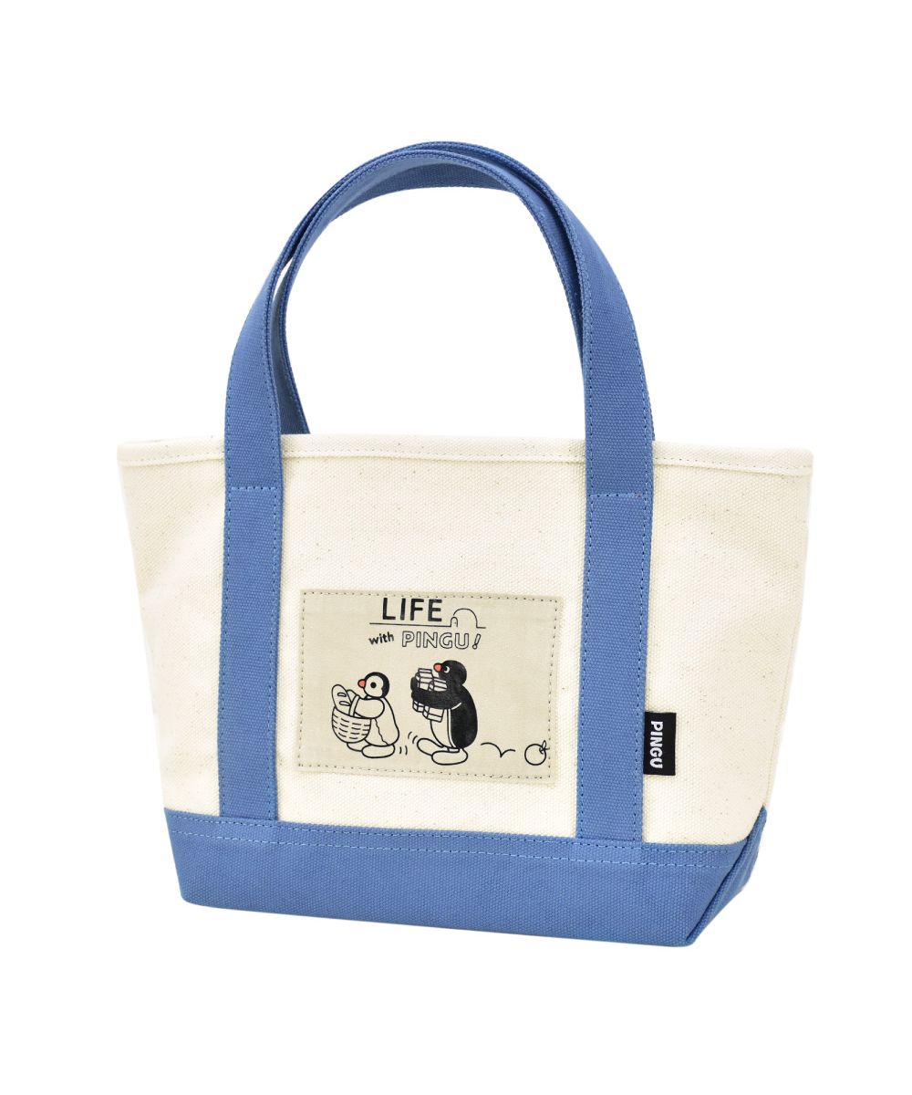 Runner Pingu Mini Tote Bag Tote Bag Canvas Small Lightweight Ladies Adults Women University Students Girls High School Students Middle School Students Children Kids Outing