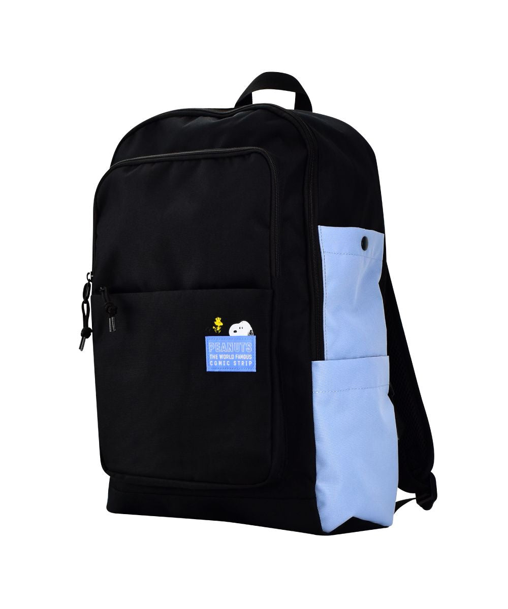ランナー RUNNER スヌーピー リュック デイパック 大容量 30L a4 黒 ロゴ 撥水 前 サイド 背面 ポケット 付き 疲れない シンプル 女子 男子 男女兼用 女子高生 高,ブルー/ブラック(SPCS-004)