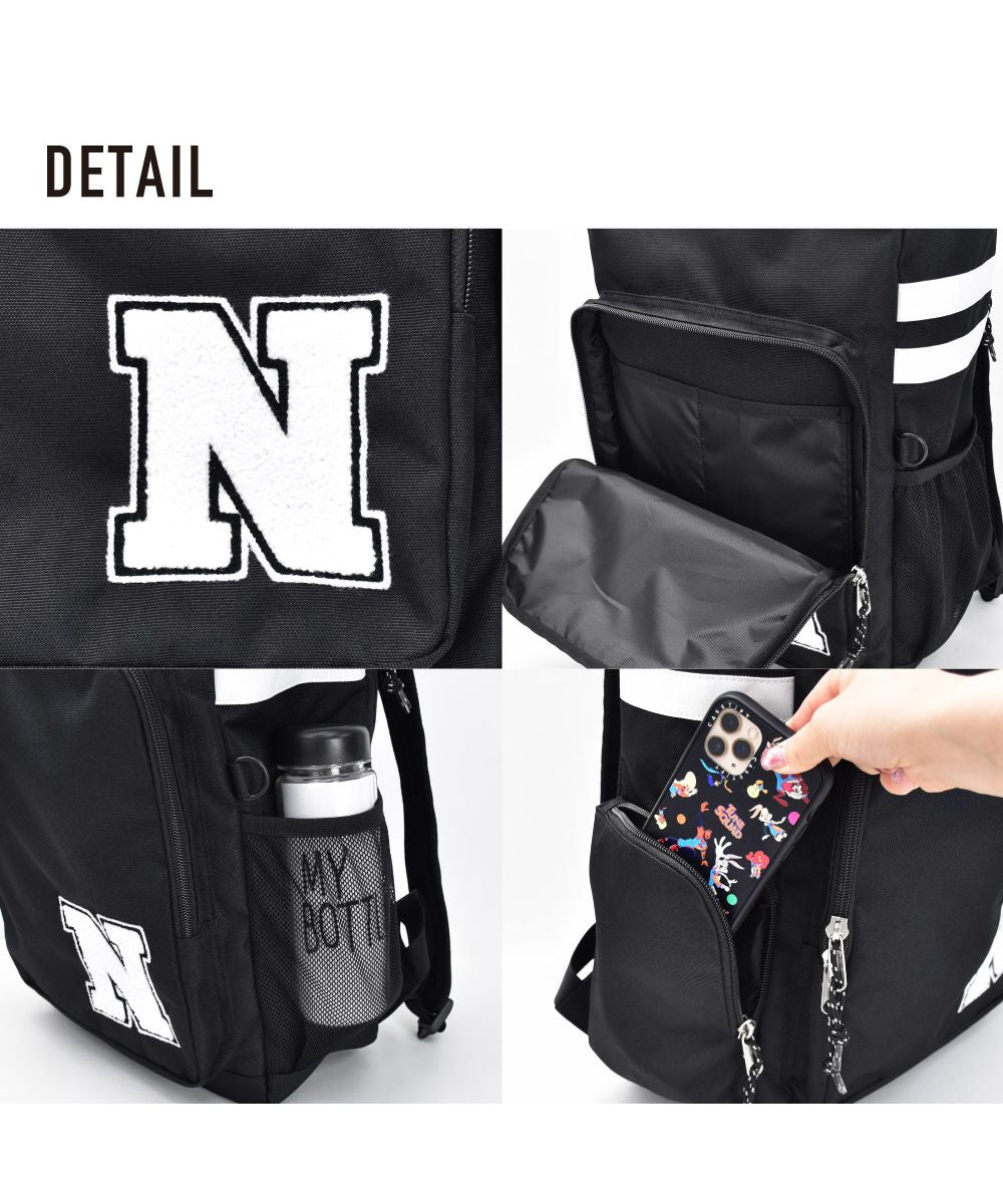 Runner Aventura Backpack Box Type Square Large Capacity A4 Pocket Back Pocket Zipper Back Zipper PC Sleeve black Logo Women's