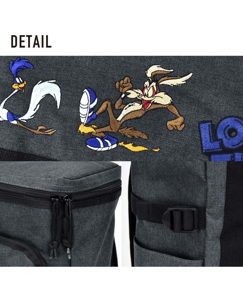 ランナー RUNNER ルーニーテューンズ リュック ボックス型 スクエア 大容量 20L a4 背面ファスナー ポケットたくさん 黒 刺繍 大人 レディース メンズ 女子 男子 女の