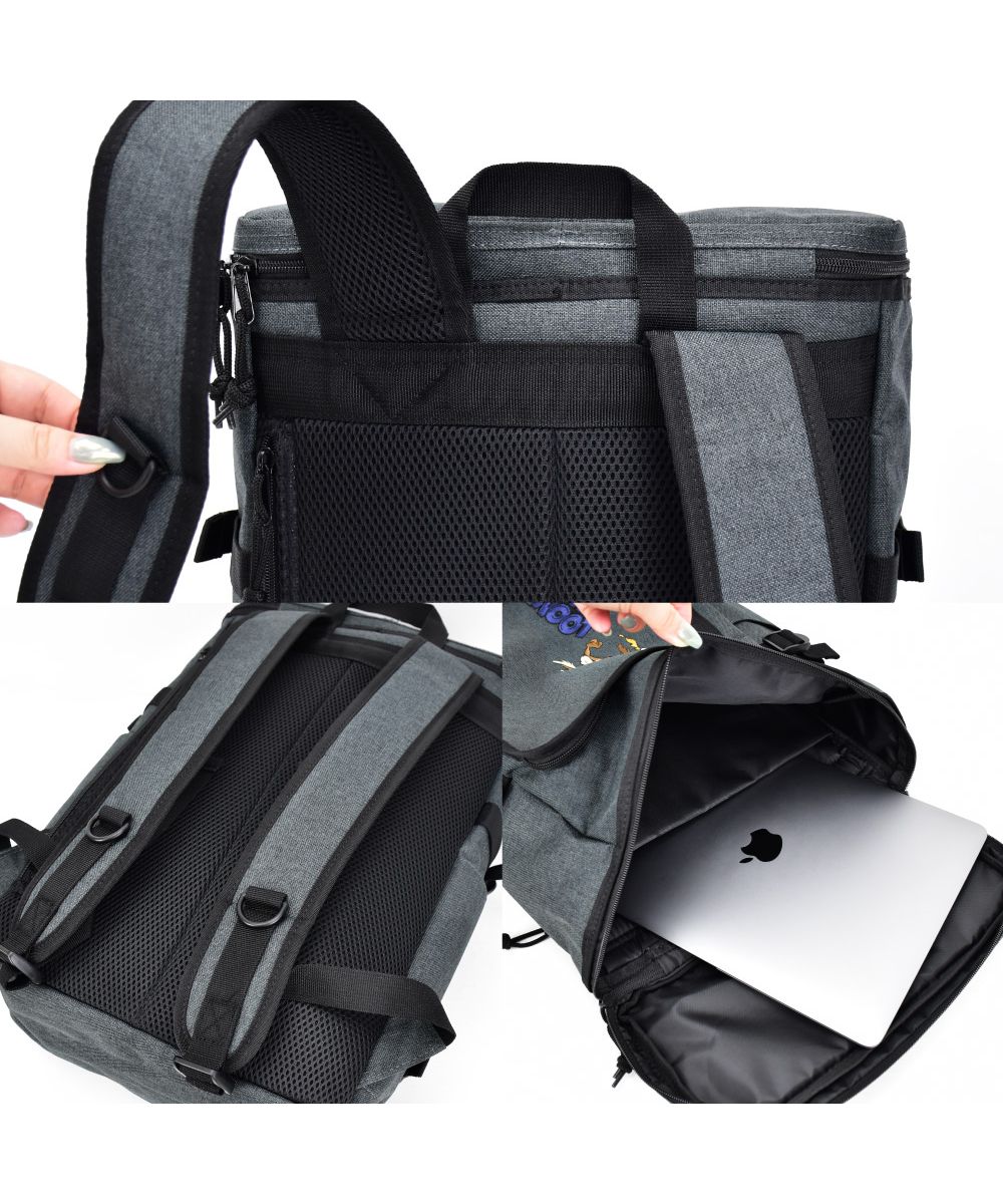 ランナー RUNNER ルーニーテューンズ リュック ボックス型 スクエア 大容量 20L a4 背面ファスナー ポケットたくさん 黒 刺繍 大人 レディース メンズ 女子 男子 女の