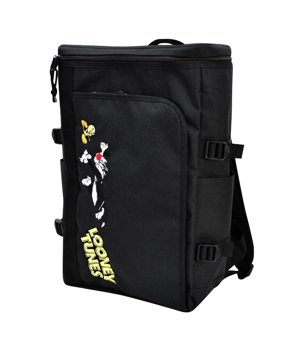 ランナー RUNNER ルーニーテューンズ リュック ボックス型 スクエア 大容量 20L a4 背面ファスナー ポケットたくさん 黒 刺繍 大人 レディース メンズ 女子 男子 女の