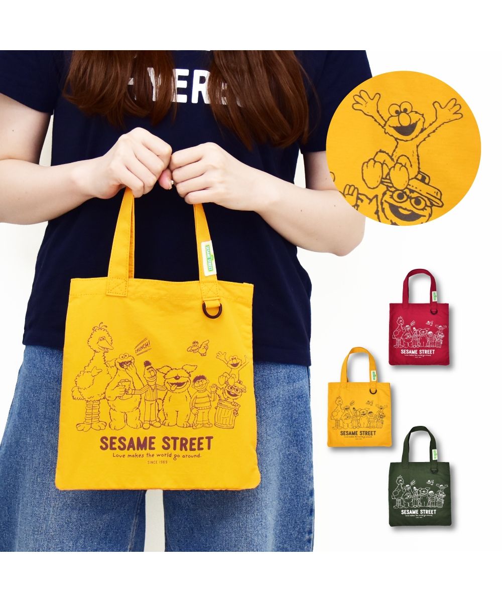 セサミストリート SESAMESTREET  ミニトートバッグ ナイロン 軽量 小さめ ミニバッグ 手提げ ロゴ プリント レディース メンズ 女子 男子 男女兼用 通勤 通学 旅行 お出 （イエロー(SST-091)） イエロー(SST-091)