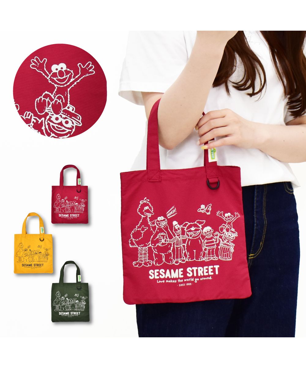 セサミストリート SESAMESTREET  ミニトートバッグ ナイロン 軽量 小さめ ミニバッグ 手提げ ロゴ プリント レディース メンズ 女子 男子 男女兼用 通勤 通学 旅行 お出 （イエロー(SST-091)） イエロー(SST-091)