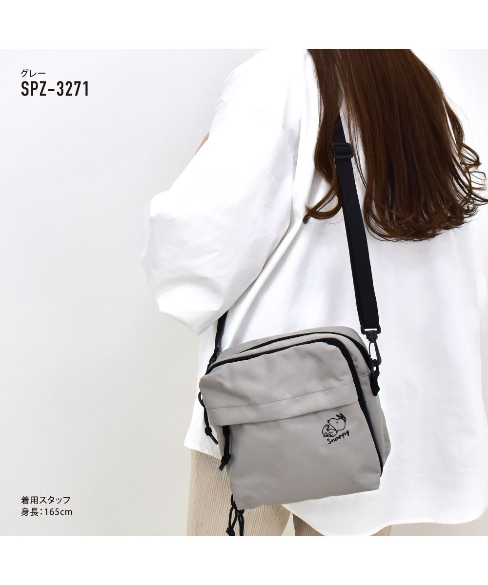 ランナー RUNNER スヌーピー スクエアショルダーバッグ ショルダーバッグ 撥水 軽量 小さめ a5 ロゴ 黒 ナイロン サスティナブル エコ素材 斜めがけ 大人 レディース メン （ベージュ(SPZ-3272)） ベージュ(SPZ-3272)