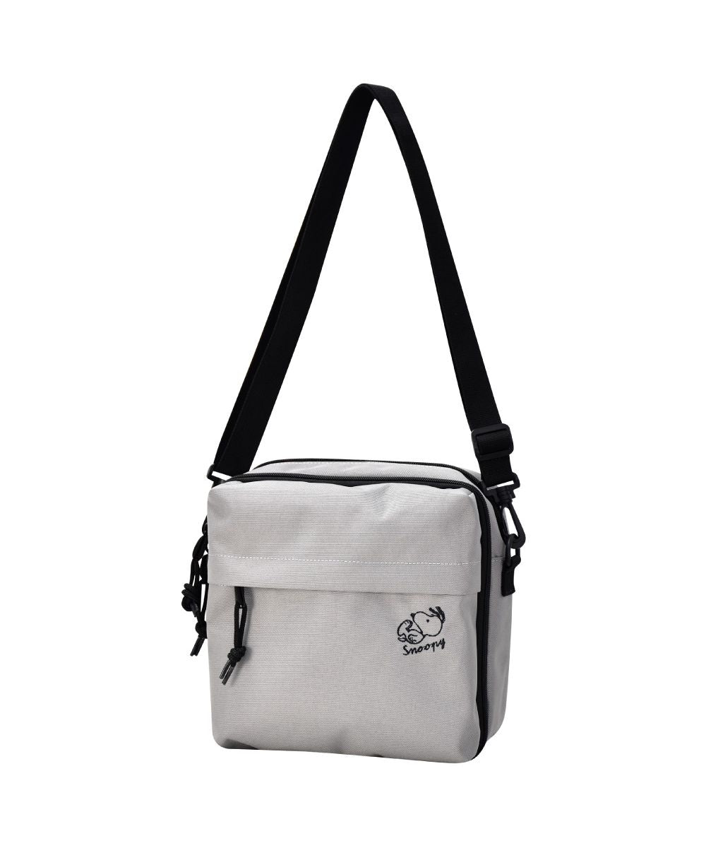 ランナー RUNNER スヌーピー スクエアショルダーバッグ ショルダーバッグ 撥水 軽量 小さめ a5 ロゴ 黒 ナイロン サスティナブル エコ素材 斜めがけ 大人 レディース メン （グレー(SPZ-3271)） グレー(SPZ-3271)