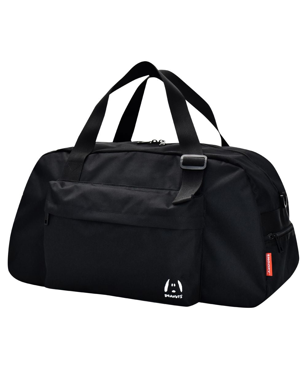 Runner Snoopy Boston Bag Travel Disaster Prevention Water-Repellent nylon Large Capacity Logo black With Shoulder Belt For Girls, Boys, Unisex, High School Students, Middle School Students, Unisex, Ladies