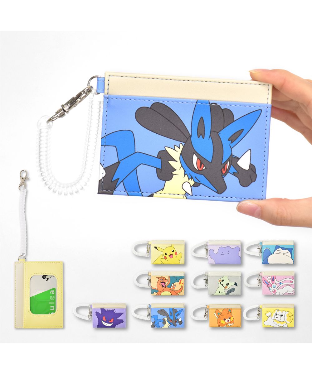Runner Pokémon Pocket Monster Pass Case Commuter Pass Holder Card Case IC Card Pikachu Snorlax Ladies Girls Synthetic Leather Coil Code Ladies