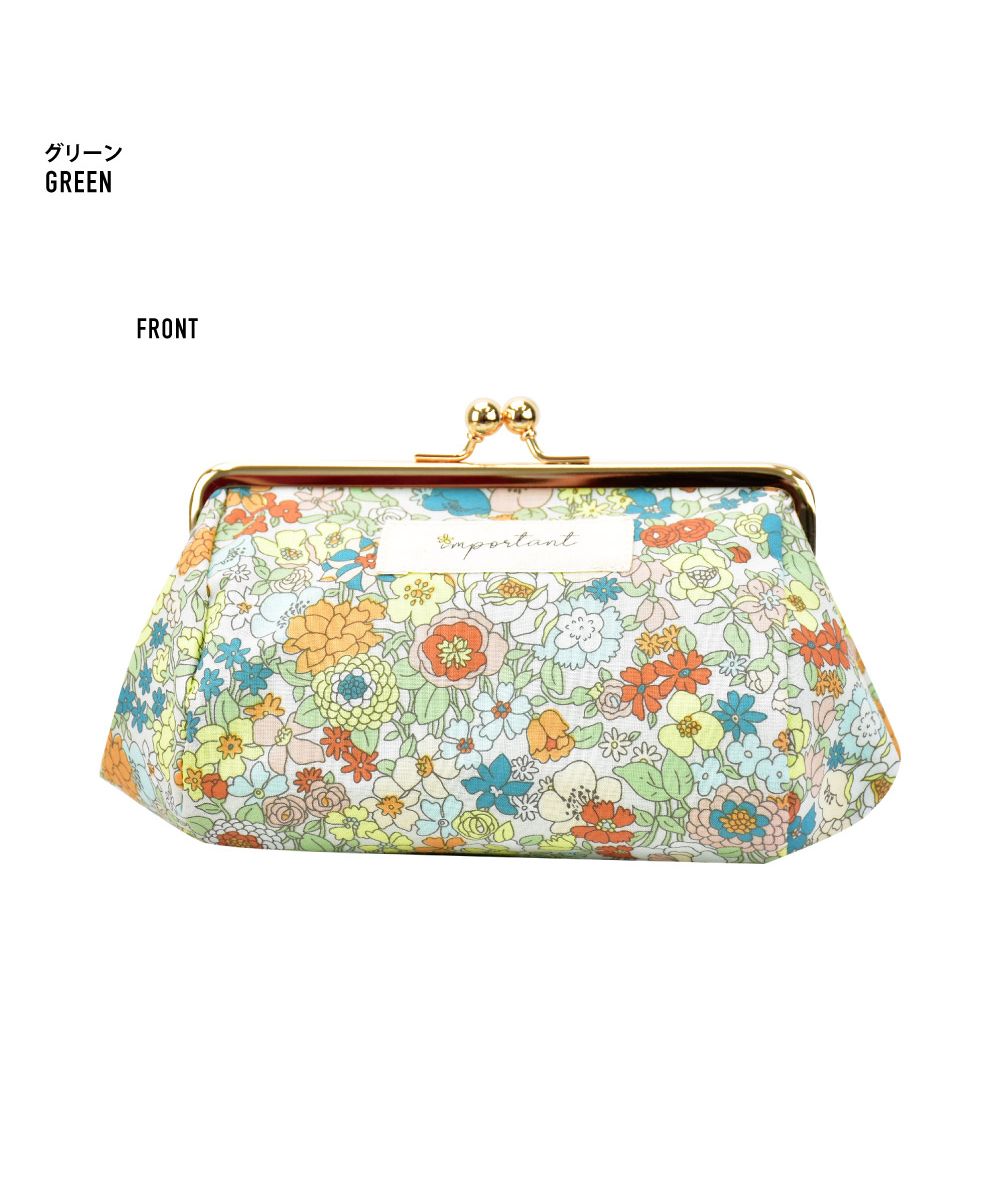 ランナー RUNNER ポーチ 小物入れ レディース 女子 安心の日本製 花柄 ポーチ がま口 口金 玉付き 化粧ポーチ 大きめ コスメポーチ メイクポーチ花柄生地 ファッション 小物