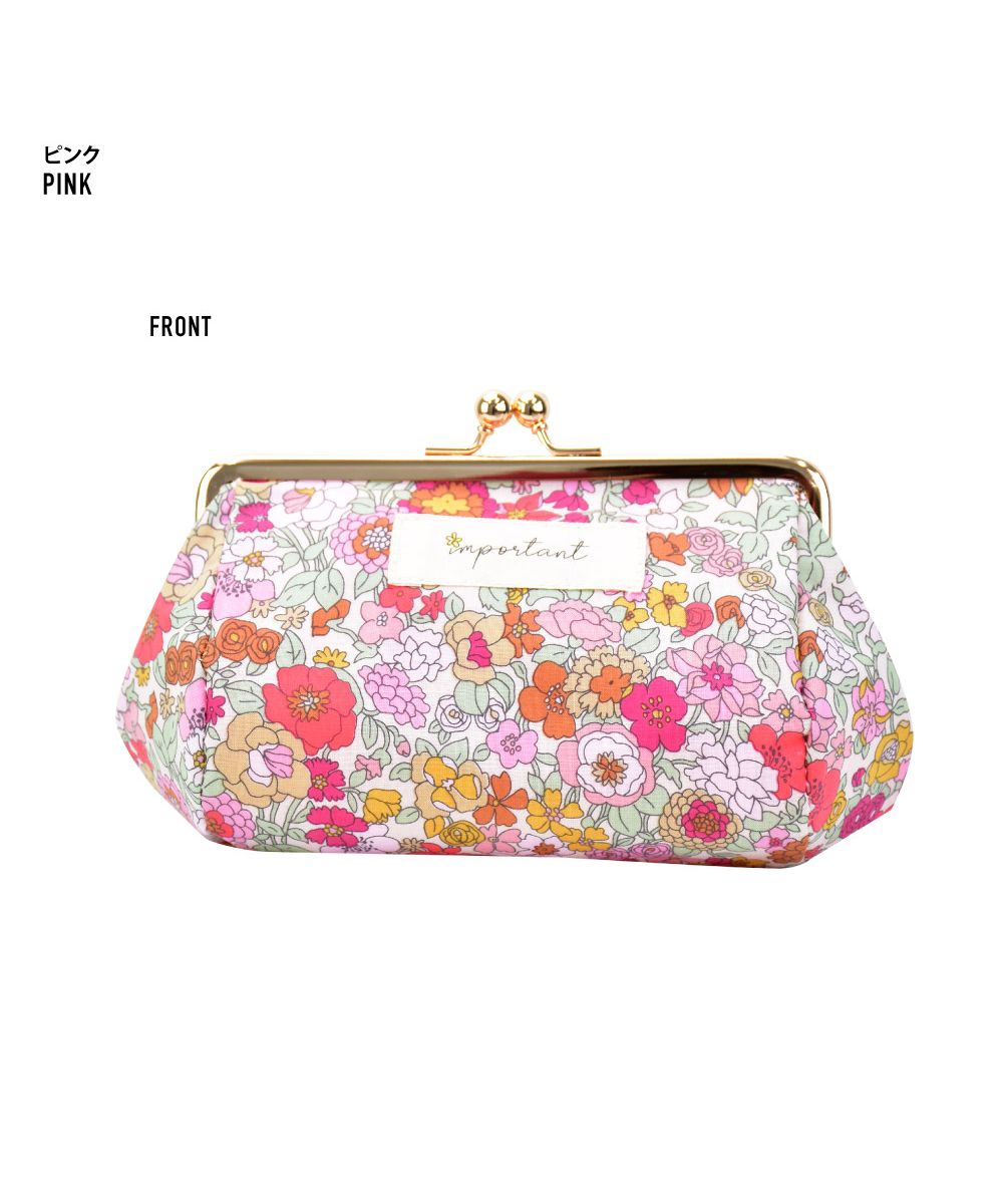 ランナー RUNNER ポーチ 小物入れ レディース 女子 安心の日本製 花柄 ポーチ がま口 口金 玉付き 化粧ポーチ 大きめ コスメポーチ メイクポーチ花柄生地 ファッション 小物