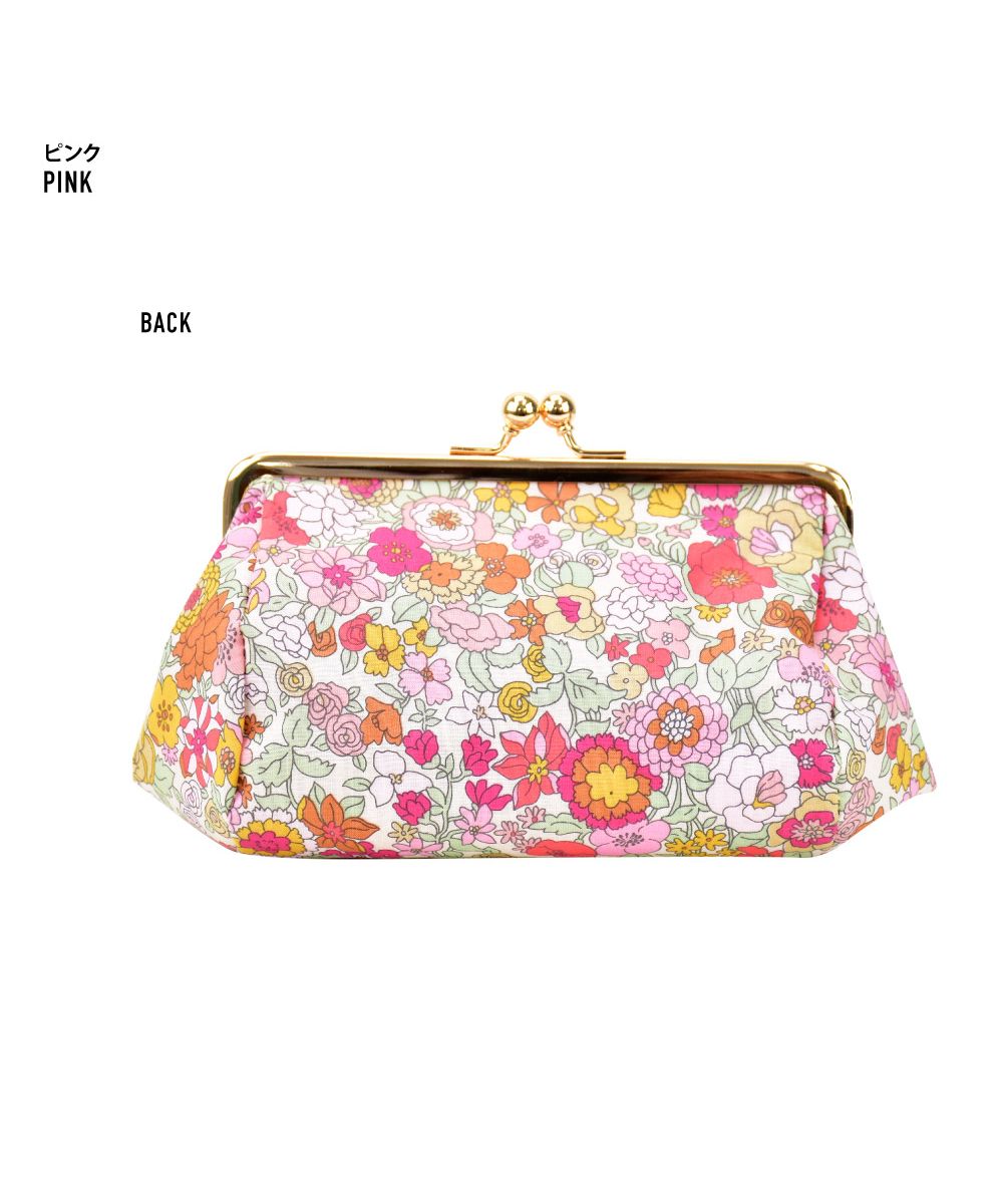ランナー RUNNER ポーチ 小物入れ レディース 女子 安心の日本製 花柄 ポーチ がま口 口金 玉付き 化粧ポーチ 大きめ コスメポーチ メイクポーチ花柄生地 ファッション 小物
