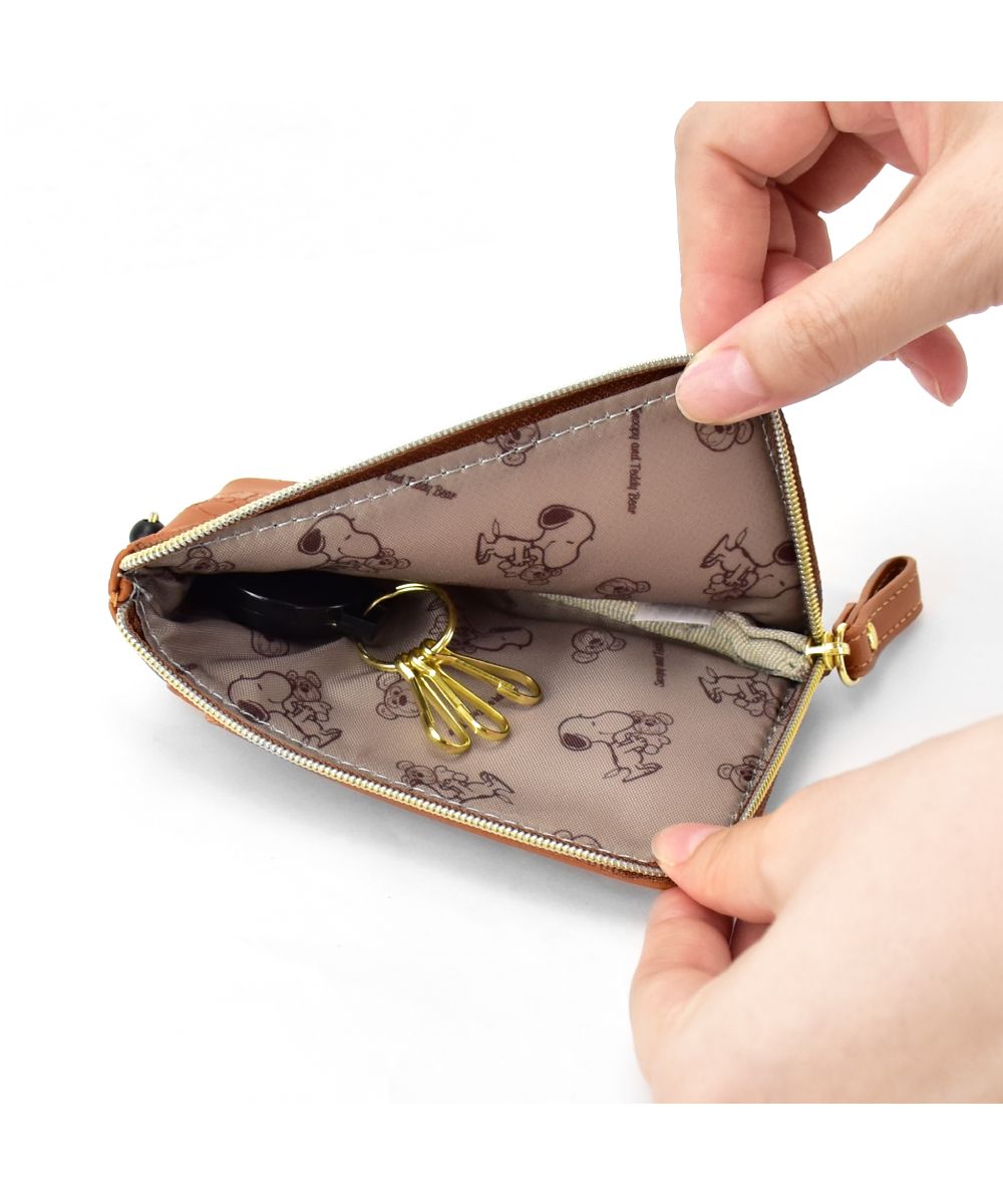 ランナー RUNNER スヌーピー パスケース 定期入れ リール キーケース 多機能 合皮 型押し ティディベア くま  キーリング スマートキー 大人 レディース 女性 女子 女の子