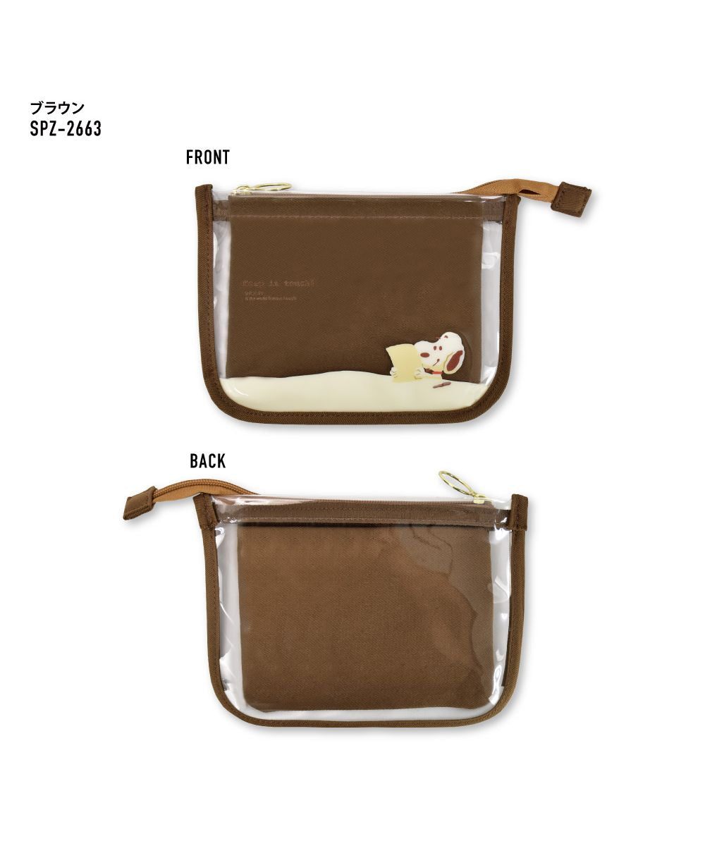 ランナー RUNNER スヌーピー ポーチ フラットポーチ レイヤーポーチ 化粧ポーチ コスメポーチ トラベルポーチ クリア シンプル ファスナー 学生 高校生 中学生 レディース 女