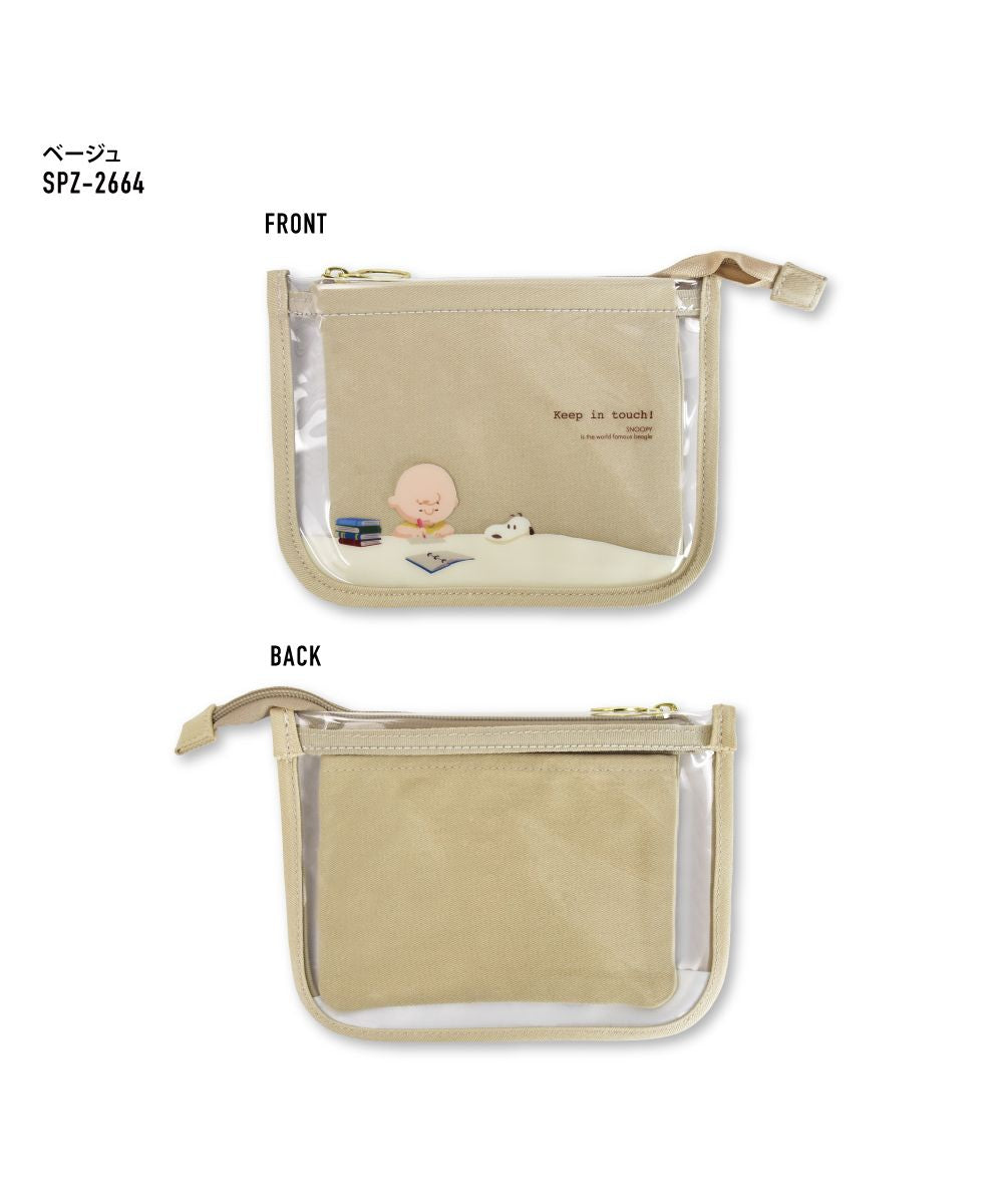 ランナー RUNNER スヌーピー ポーチ フラットポーチ レイヤーポーチ 化粧ポーチ コスメポーチ トラベルポーチ クリア シンプル ファスナー 学生 高校生 中学生 レディース 女