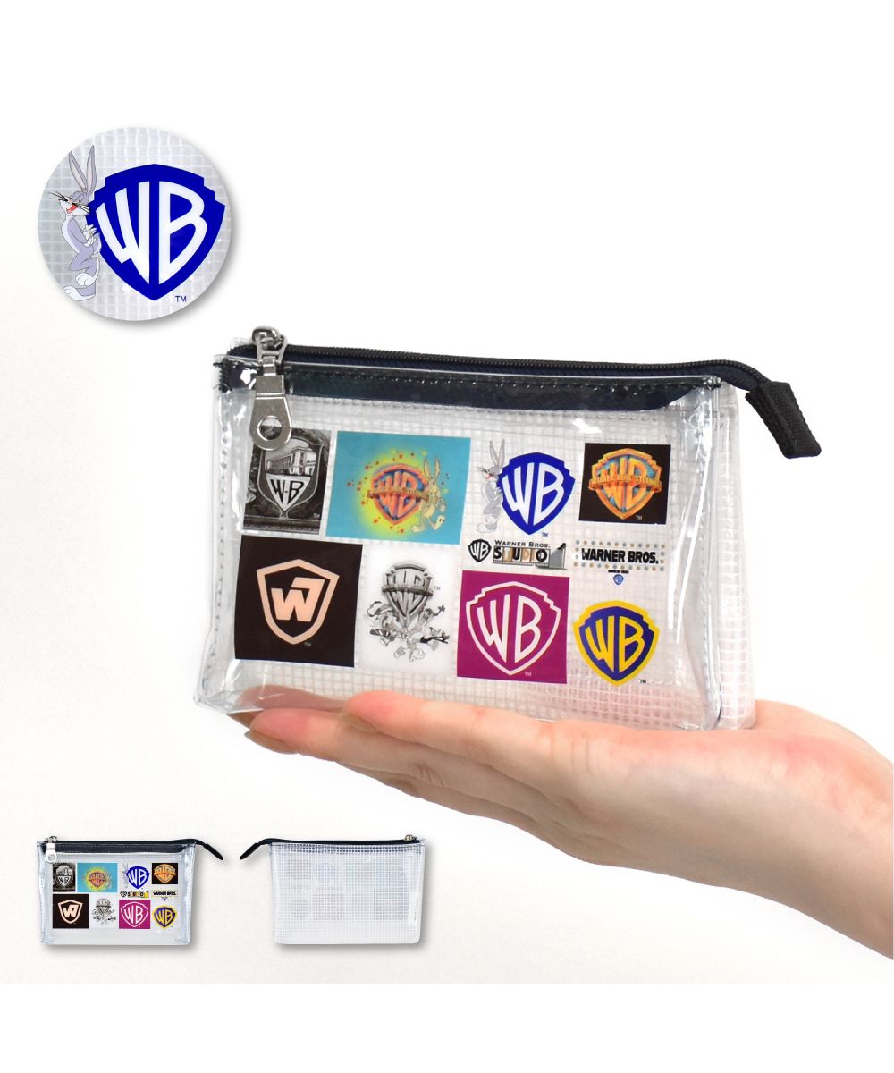 ランナー RUNNER ワーナーブラザーズ 小物入れ 小さい 3ポケット PVC 仕切り ミニ WBロゴ モダン 化粧ポーチ 大人 レディース 女子 女の子 男の子 高校生 中学生 小