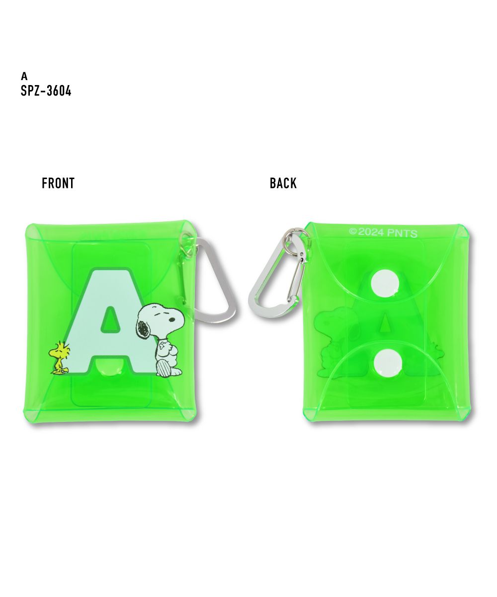 ランナー RUNNER スヌーピー イニシャル ポーチ クリア 小物入れ カラビナ付き クリアマルチケース SSサイズ airpods proケース 薬ケース キー 鍵ケース ガチャ活