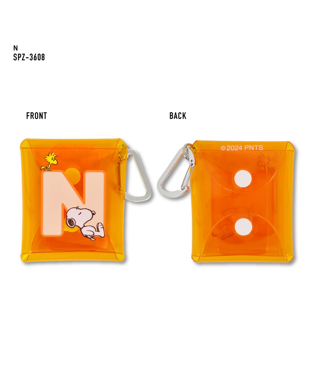 ランナー RUNNER スヌーピー イニシャル ポーチ クリア 小物入れ カラビナ付き クリアマルチケース SSサイズ airpods proケース 薬ケース キー 鍵ケース ガチャ活
