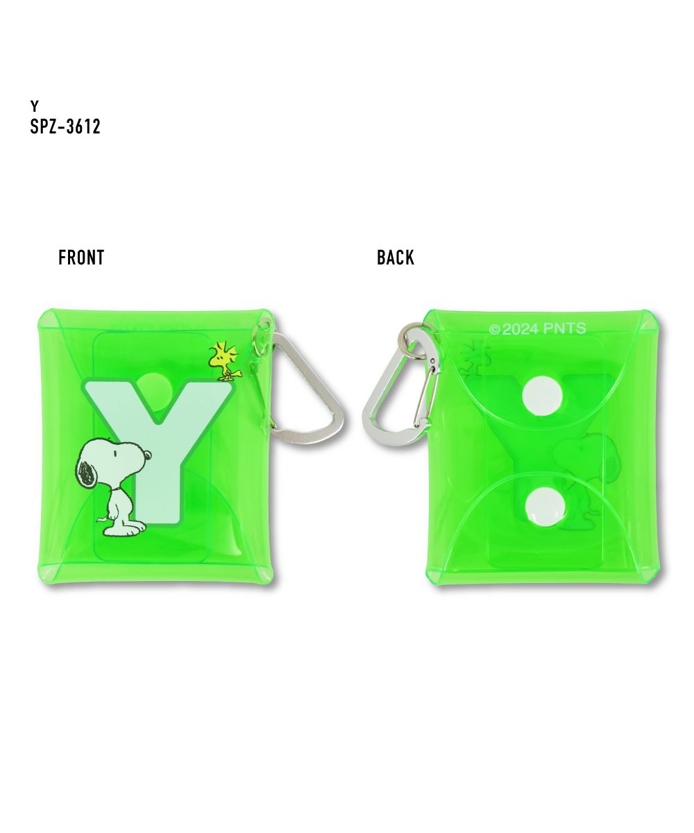 ランナー RUNNER スヌーピー イニシャル ポーチ クリア 小物入れ カラビナ付き クリアマルチケース SSサイズ airpods proケース 薬ケース キー 鍵ケース ガチャ活
