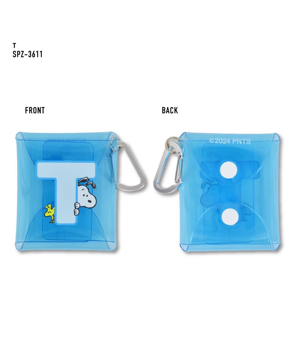 ランナー RUNNER スヌーピー イニシャル ポーチ クリア 小物入れ カラビナ付き クリアマルチケース SSサイズ airpods proケース 薬ケース キー 鍵ケース ガチャ活