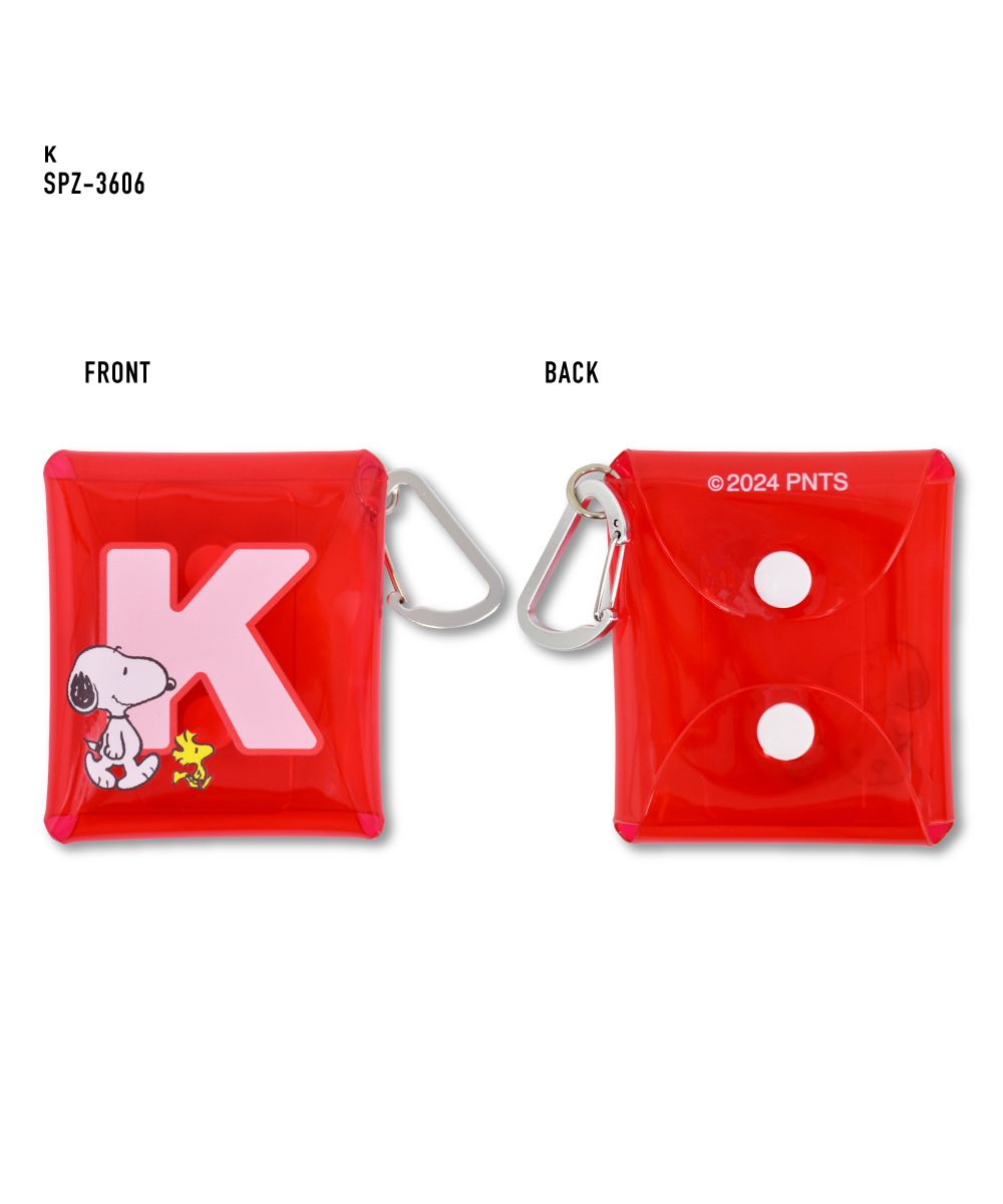 ランナー RUNNER スヌーピー イニシャル ポーチ クリア 小物入れ カラビナ付き クリアマルチケース SSサイズ airpods proケース 薬ケース キー 鍵ケース ガチャ活