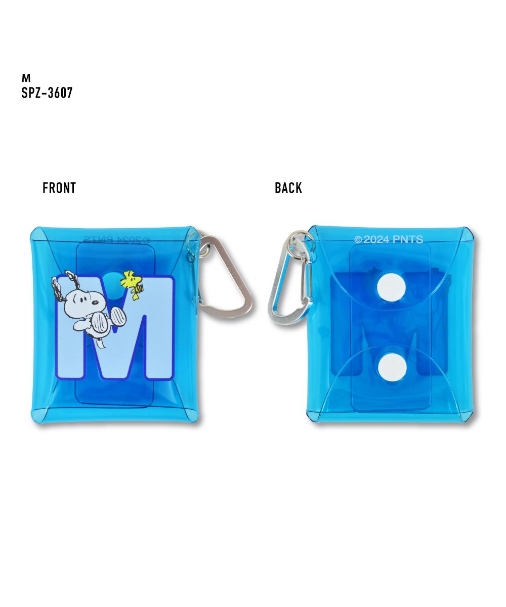 ランナー RUNNER スヌーピー イニシャル ポーチ クリア 小物入れ カラビナ付き クリアマルチケース SSサイズ airpods proケース 薬ケース キー 鍵ケース ガチャ活