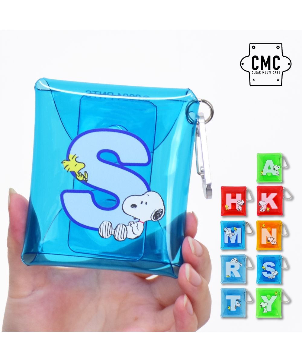 ランナー RUNNER スヌーピー イニシャル ポーチ クリア 小物入れ カラビナ付き クリアマルチケース SSサイズ airpods proケース 薬ケース キー 鍵ケース ガチャ活