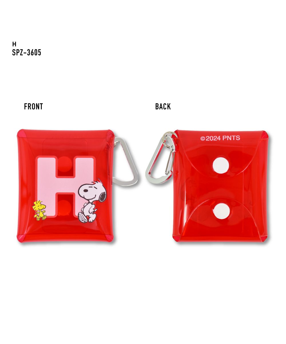 ランナー RUNNER スヌーピー イニシャル ポーチ クリア 小物入れ カラビナ付き クリアマルチケース SSサイズ airpods proケース 薬ケース キー 鍵ケース ガチャ活