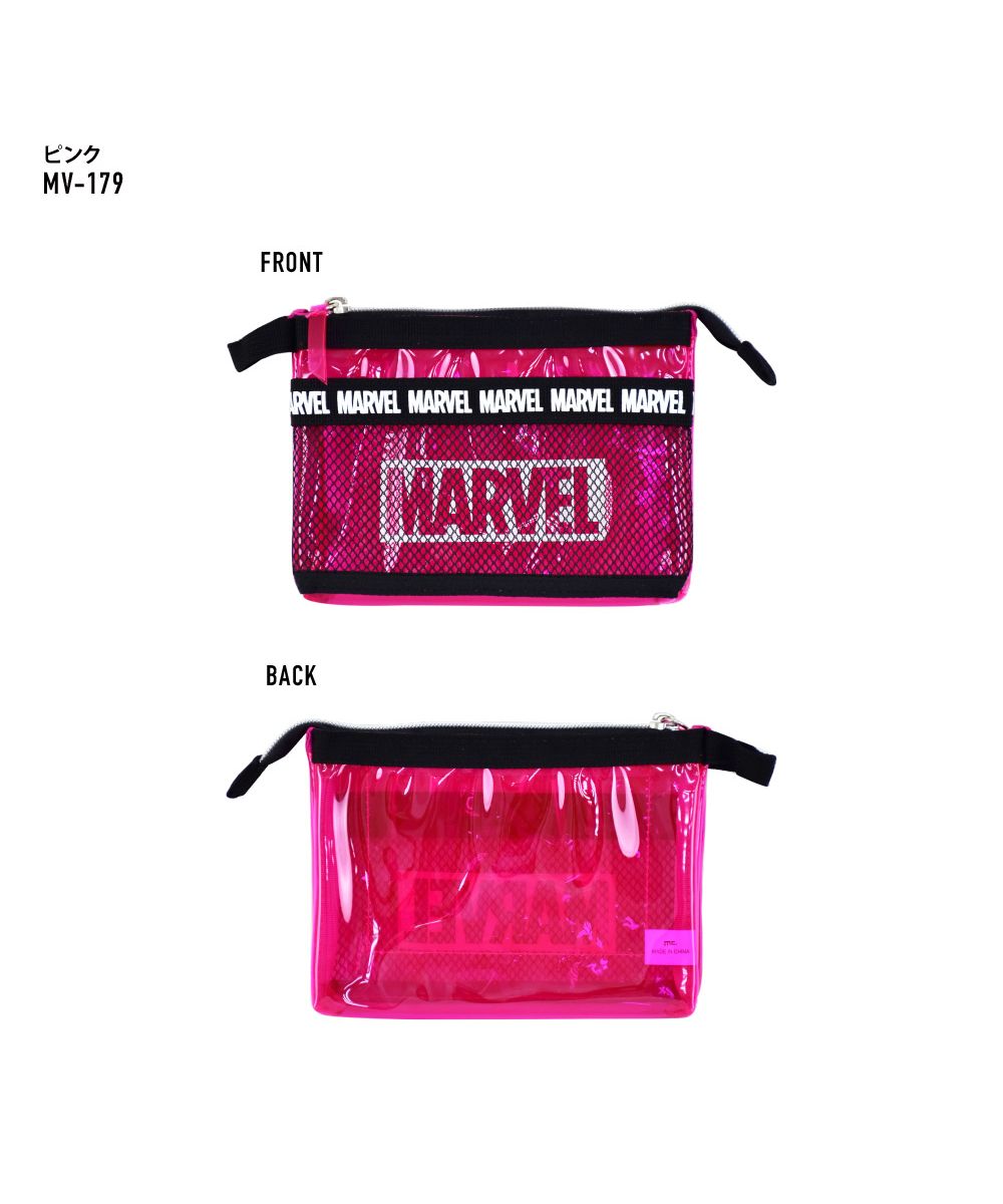 ランナー RUNNER マーベル ポーチ 小物入れ クリア 2ルーム 大きめ PVC ファスナー メッシュポケット キャラクター 化粧ポーチ おしゃれ オシャレ 通勤 通学 旅行 出張