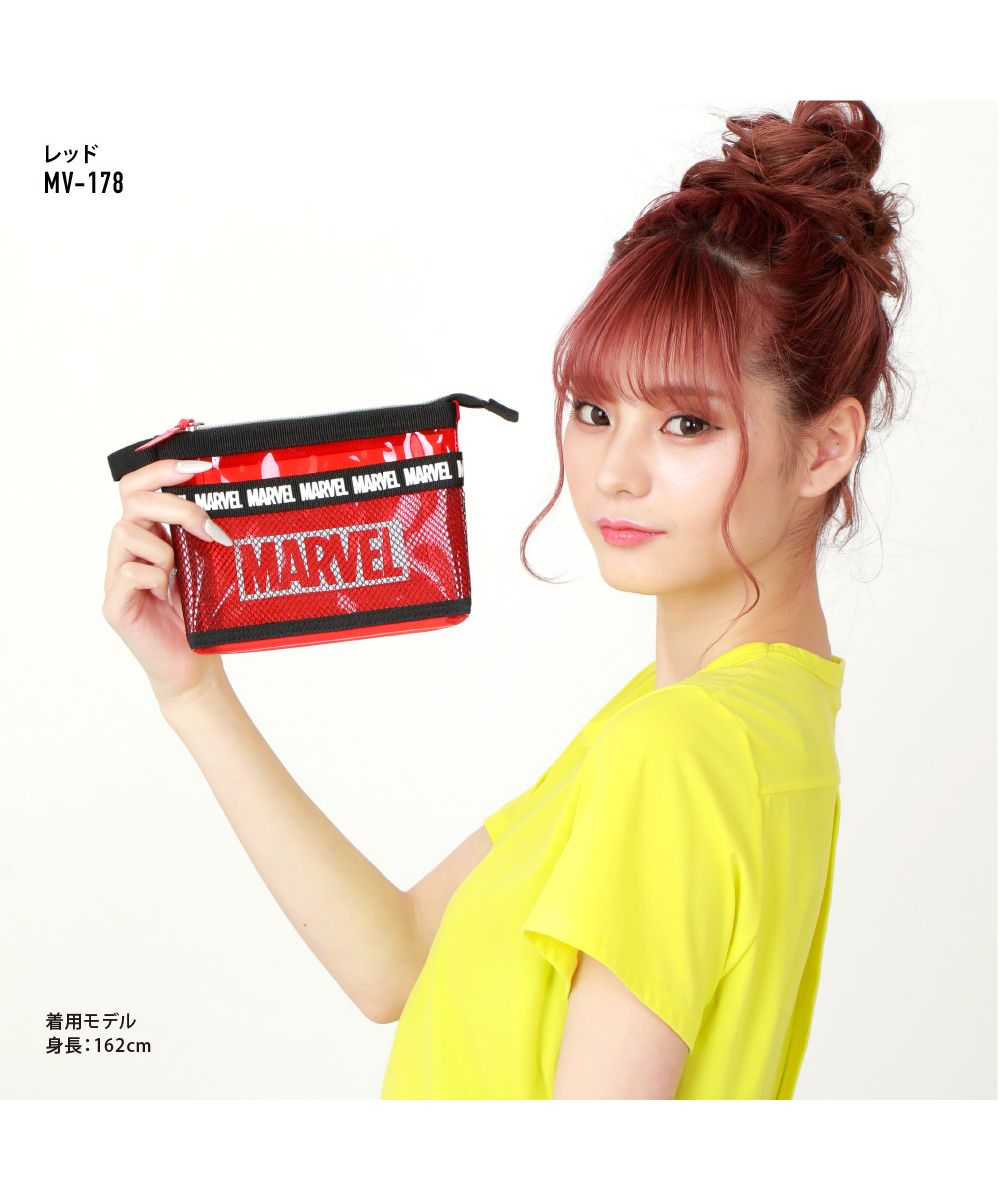 ランナー RUNNER マーベル ポーチ 小物入れ クリア 2ルーム 大きめ PVC ファスナー メッシュポケット キャラクター 化粧ポーチ おしゃれ オシャレ 通勤 通学 旅行 出張