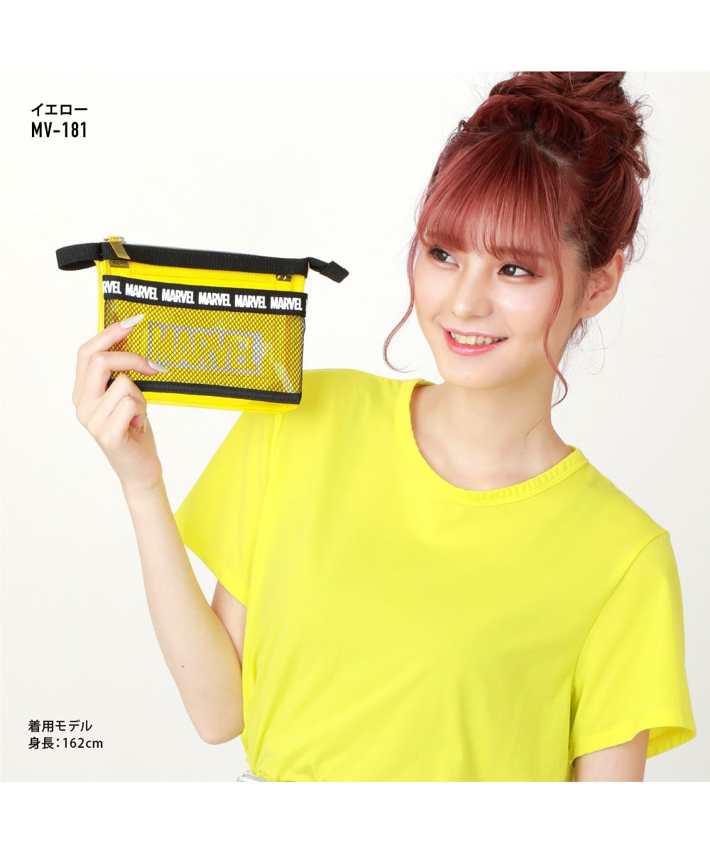 ランナー RUNNER マーベル ポーチ 小物入れ クリア 2ルーム 大きめ PVC ファスナー メッシュポケット キャラクター 化粧ポーチ おしゃれ オシャレ 通勤 通学 旅行 出張