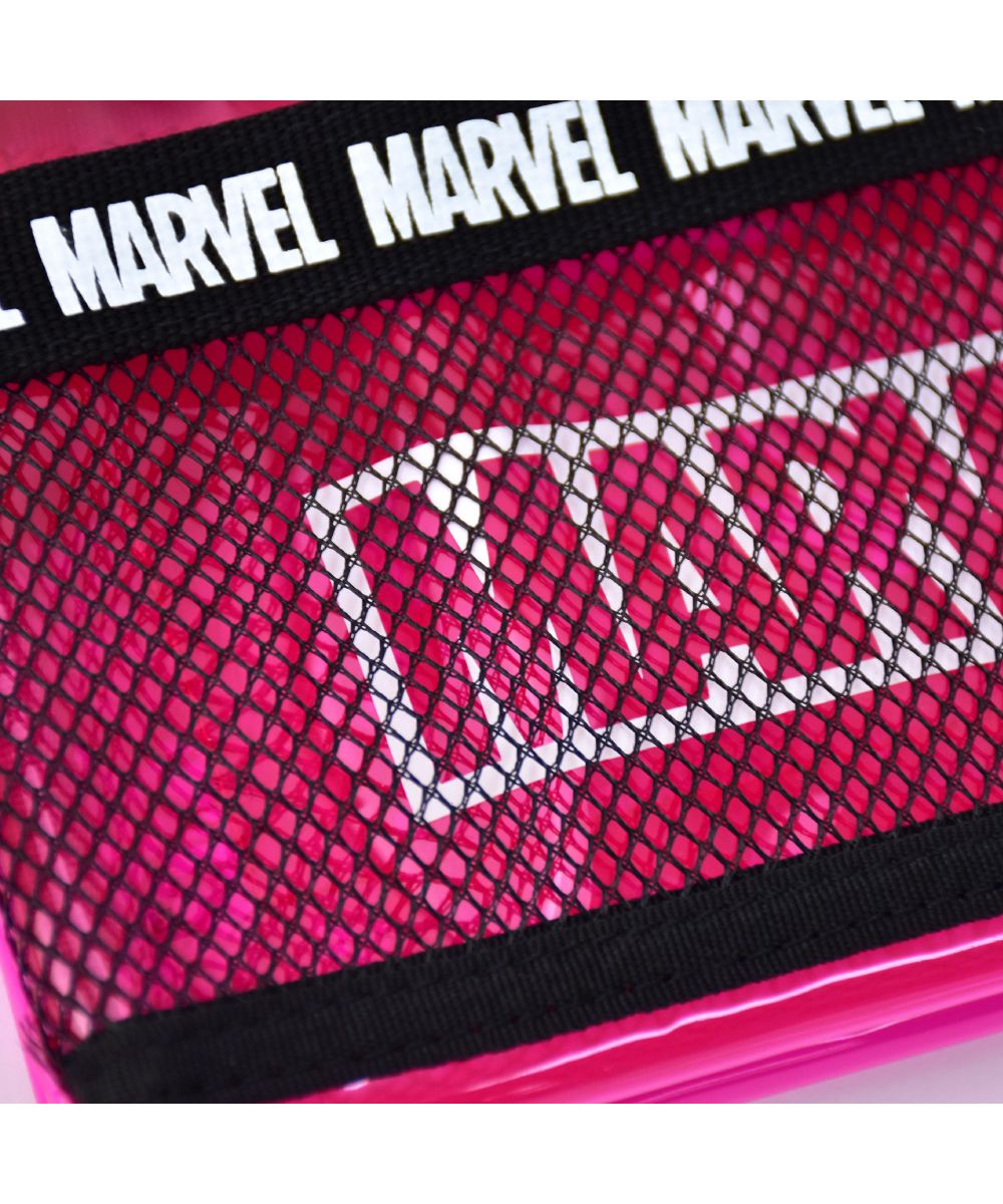 ランナー RUNNER マーベル ポーチ 小物入れ クリア 2ルーム 大きめ PVC ファスナー メッシュポケット キャラクター 化粧ポーチ おしゃれ オシャレ 通勤 通学 旅行 出張