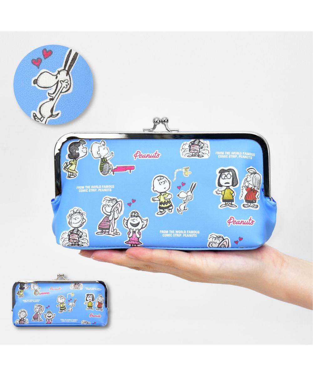 ランナー RUNNER スヌーピー ペンケース 筆箱 文具 化粧ポーチ コスメポーチ トラベルポーチ ふでばこ ふで箱 がま口 合皮 PUレザー 大容量 大きめ 仕分け 女子 学生 高