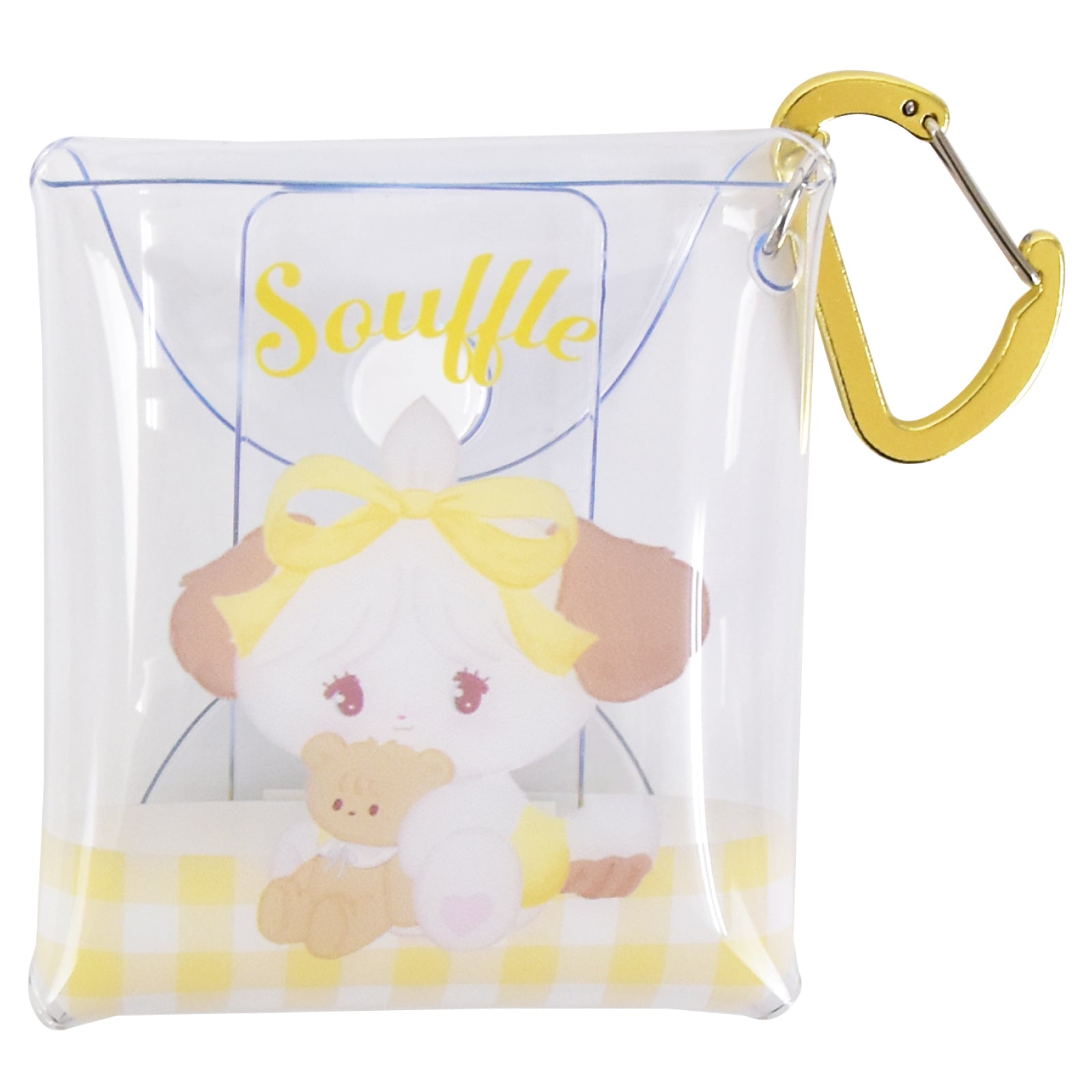 ランナー RUNNER mikko illustrations ミッコ クリアマルチケース SSサイズ カラビナ 小物入れ ワイヤレスイヤホン/airpods収納 通勤 通学 旅行 キャラクター グッズ （スフレ(MIKK-118)） スフレ(MIKK-118)