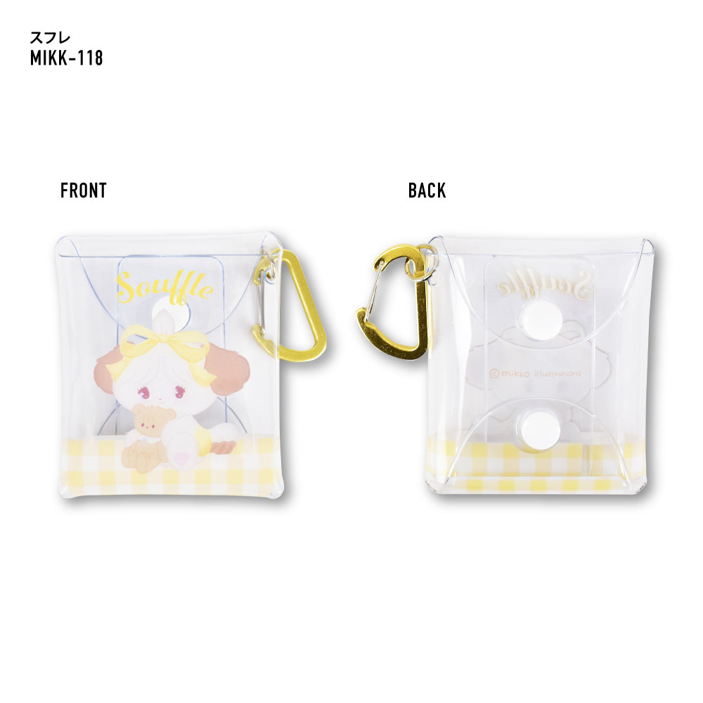 ランナー RUNNER mikko illustrations ミッコ クリアマルチケース SSサイズ カラビナ 小物入れ ワイヤレスイヤホン/airpods収納 通勤 通学 旅行 キャラクター グッズ （スフレ(MIKK-118)） スフレ(MIKK-118)