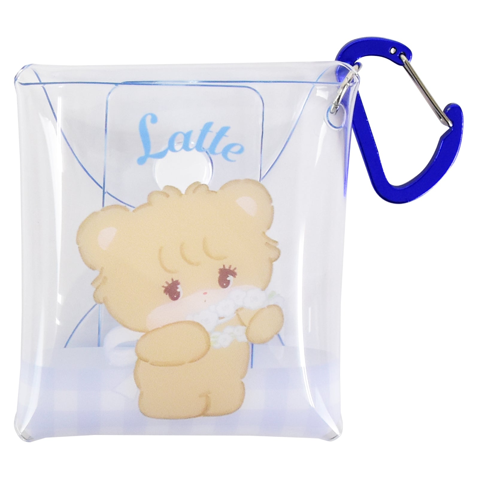 ランナー RUNNER mikko illustrations ミッコ クリアマルチケース SSサイズ カラビナ 小物入れ ワイヤレスイヤホン/airpods収納 通勤 通学 旅行 キャラクター グッズ （ラテ(MIKK-117)） ラテ(MIKK-117)