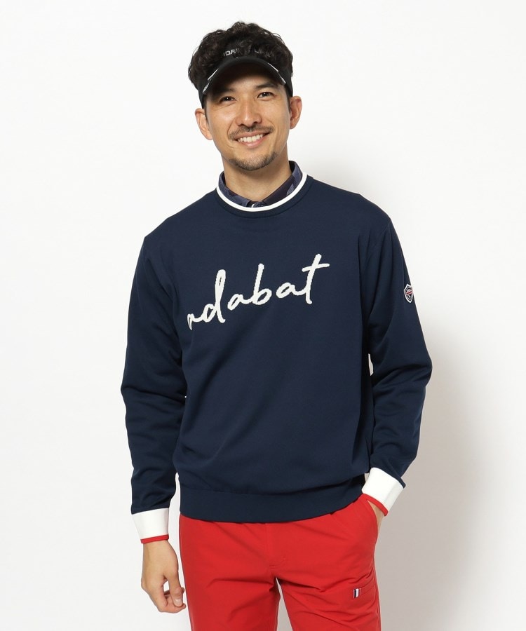 アダバット adabat 【ウォッシャブル素材】胸元ロゴデザイン クルーネックセーター （レッド(062)） レッド(062)