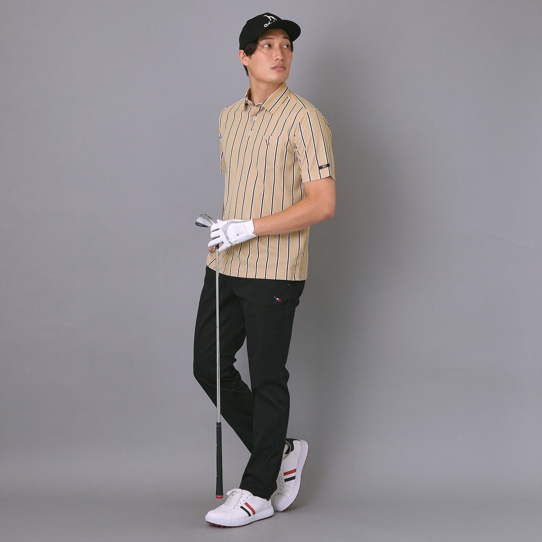 アダバット adabat 【新レーベル ADABAT NAVY】吸水速乾/UVカット ワインシャンブレーストライプポロシャツ （ネイビー(394)） ネイビー(394)