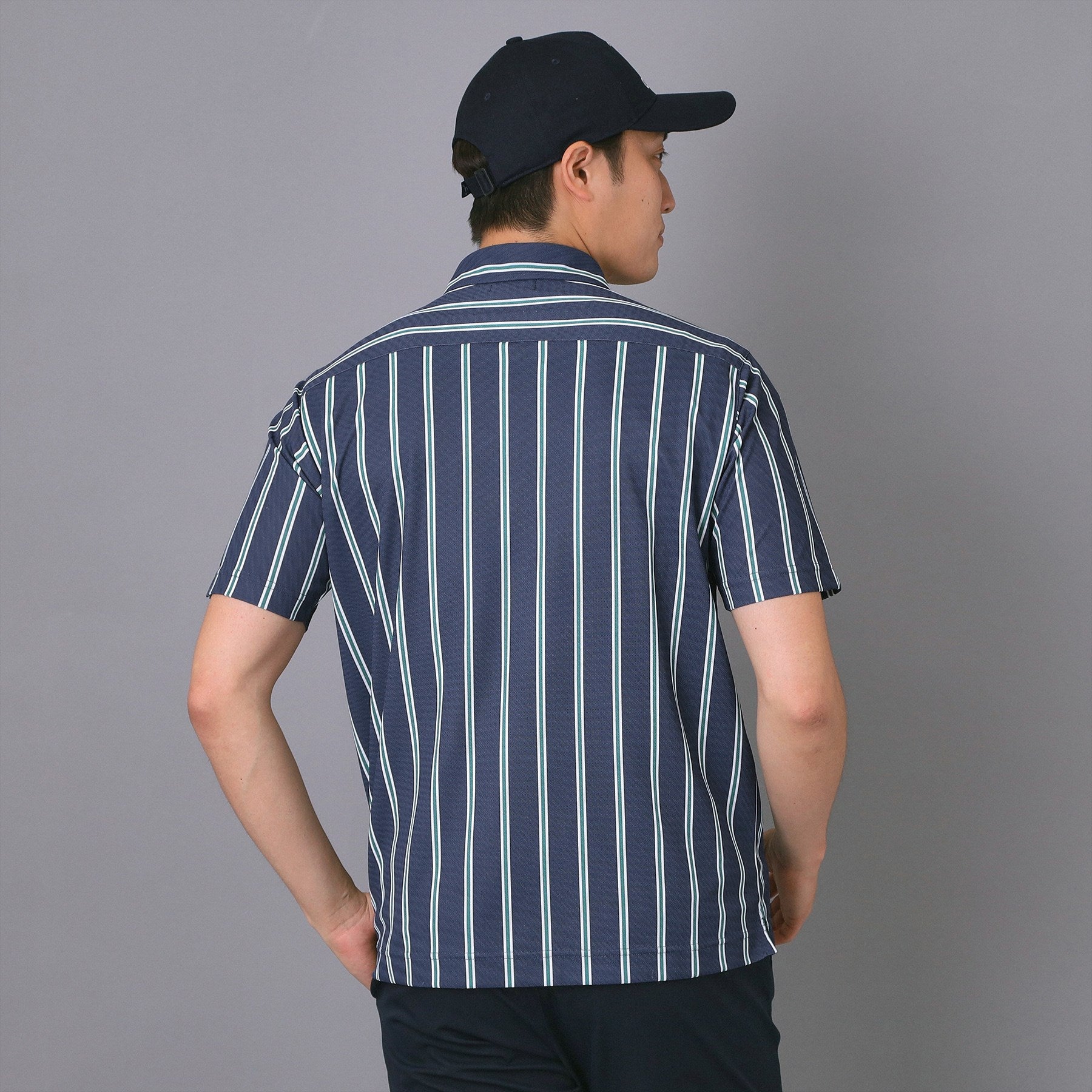 アダバット adabat 【新レーベル ADABAT NAVY】吸水速乾/UVカット ワインシャンブレーストライプポロシャツ （ネイビー(394)） ネイビー(394)