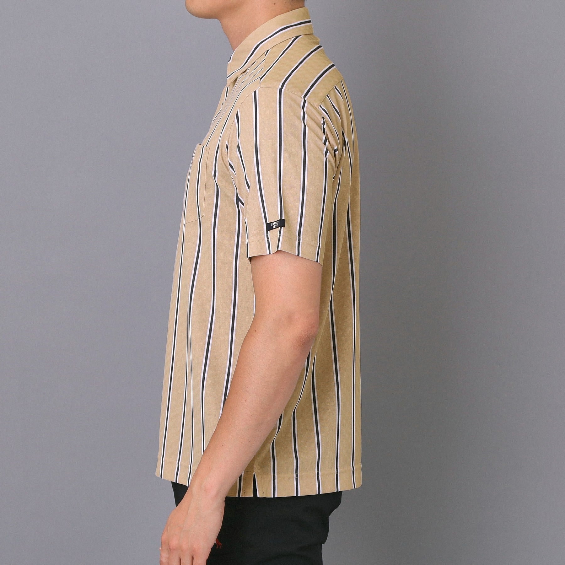 アダバット adabat 【新レーベル ADABAT NAVY】吸水速乾/UVカット ワインシャンブレーストライプポロシャツ （ネイビー(394)） ネイビー(394)