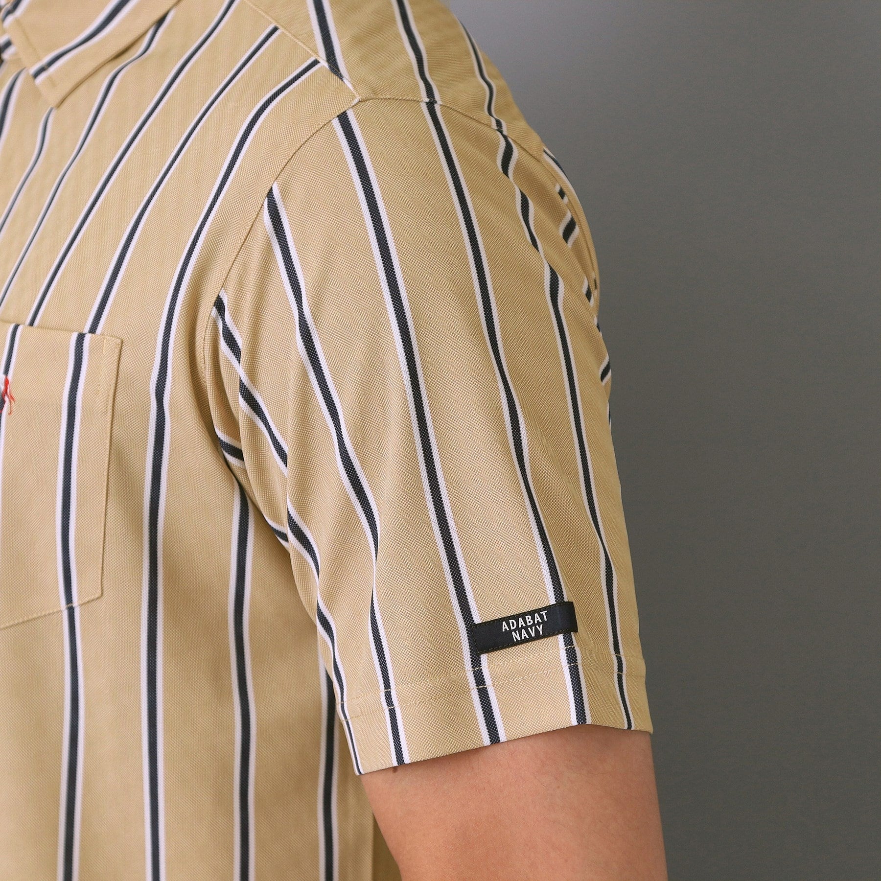 アダバット adabat 【新レーベル ADABAT NAVY】吸水速乾/UVカット ワインシャンブレーストライプポロシャツ （ネイビー(394)） ネイビー(394)
