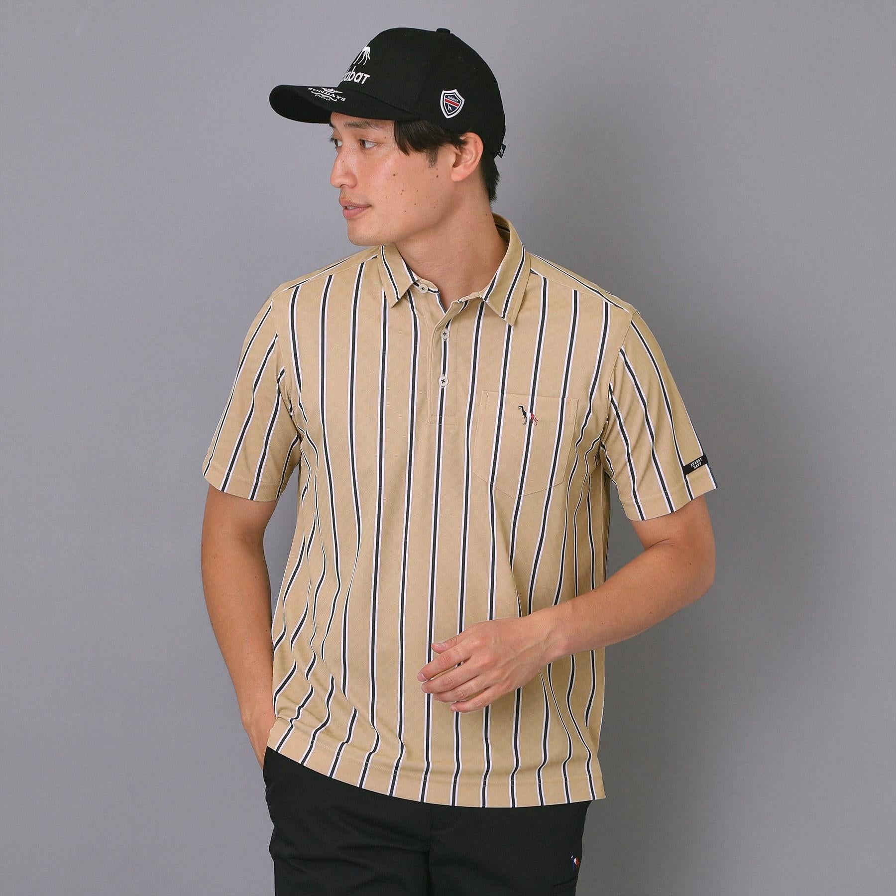 アダバット adabat 【新レーベル ADABAT NAVY】吸水速乾/UVカット ワインシャンブレーストライプポロシャツ （ネイビー(394)） ネイビー(394)