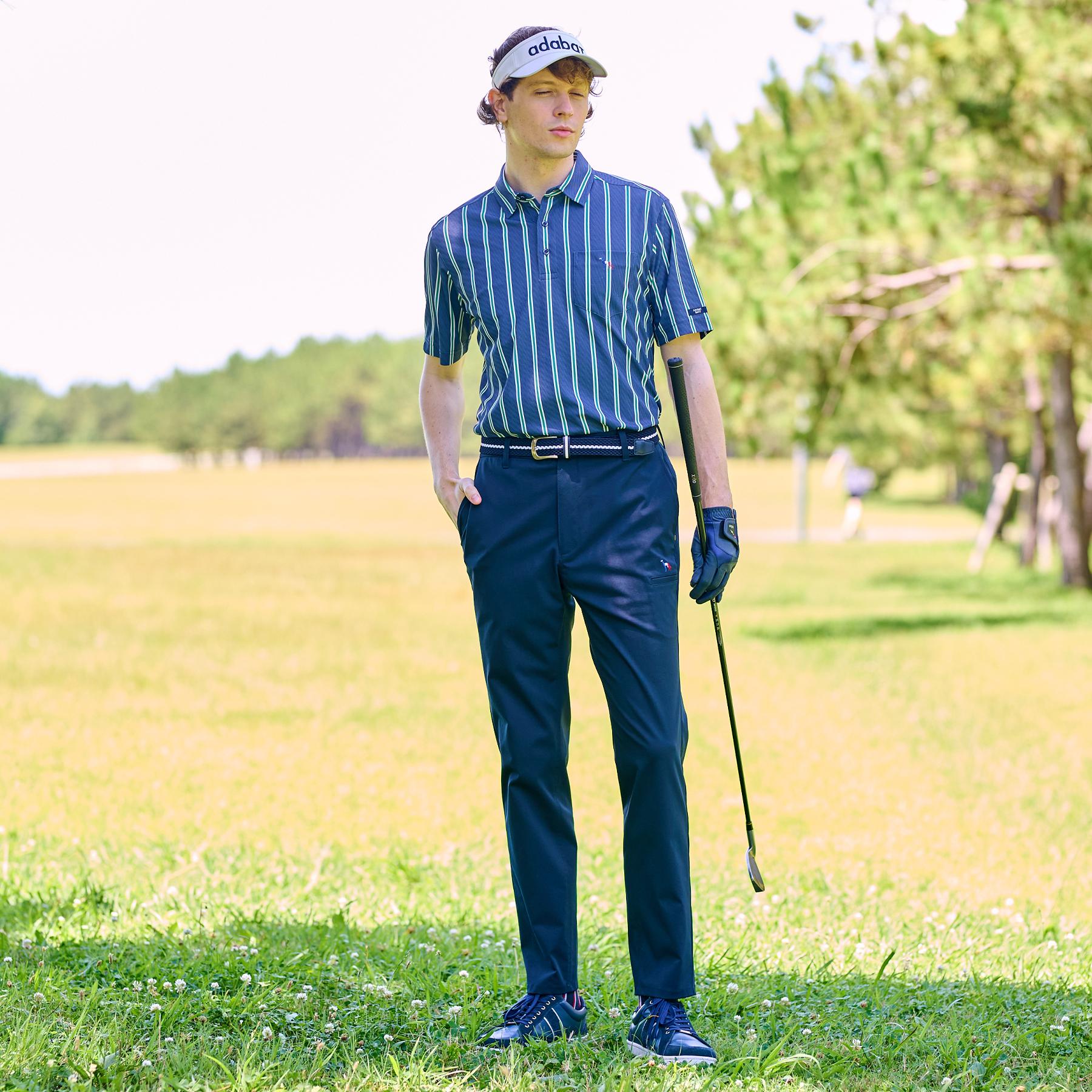 アダバット adabat 【新レーベル ADABAT NAVY】吸水速乾/UVカット ワインシャンブレーストライプポロシャツ （ネイビー(394)） ネイビー(394)