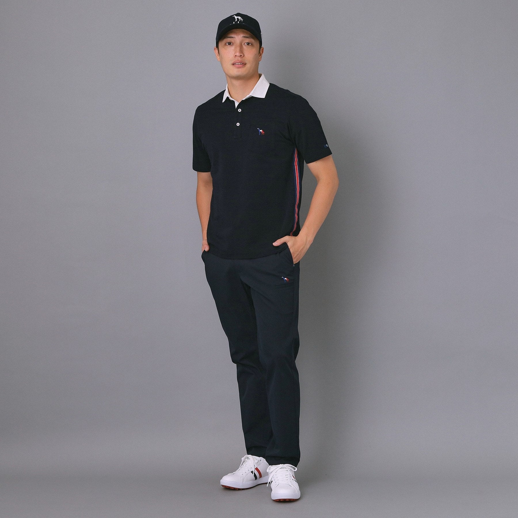 アダバット adabat 【新レーベル ADABAT NAVY】吸水速乾 サッカーストライプポロシャツ （ネイビー(094)） ネイビー(094)