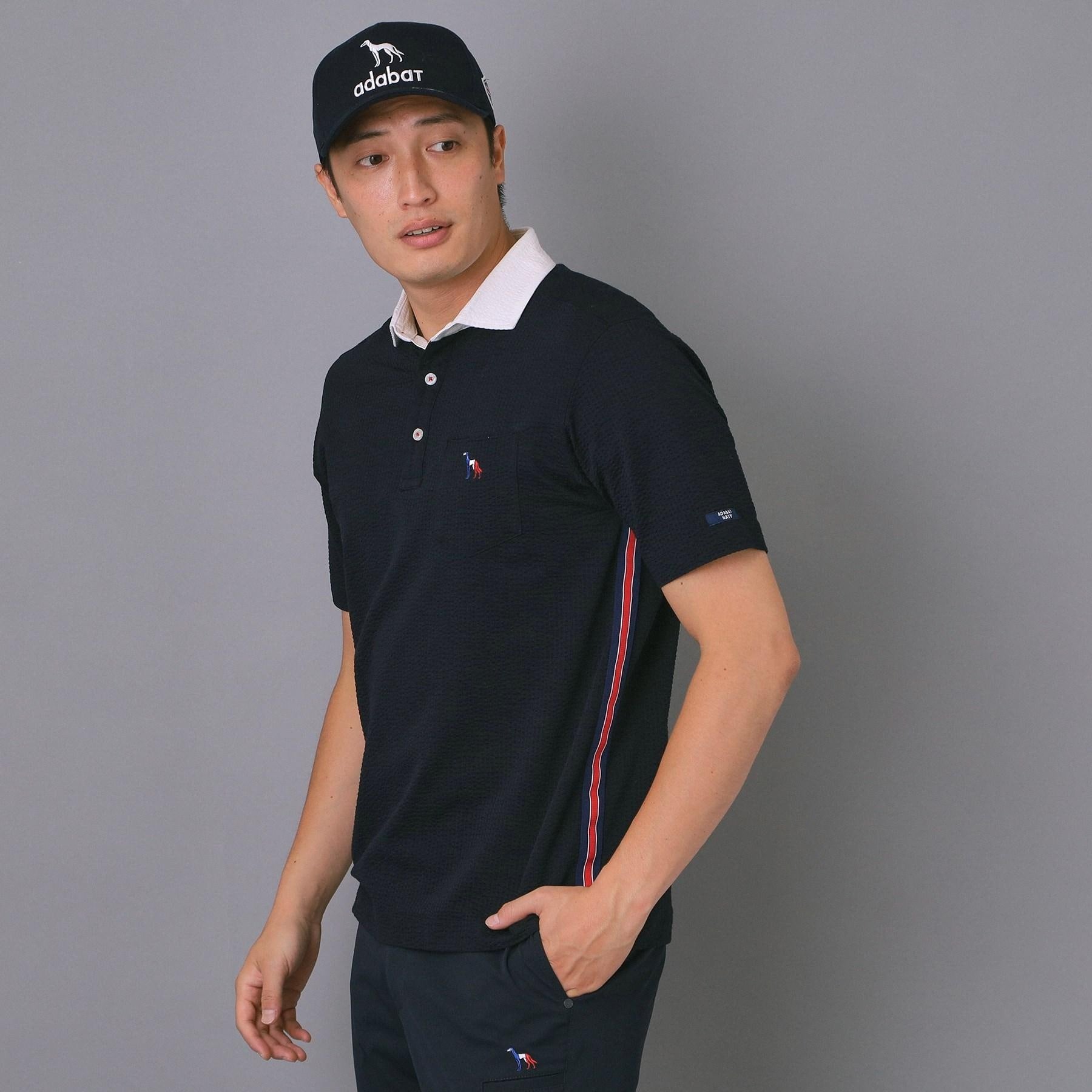 アダバット adabat 【新レーベル ADABAT NAVY】吸水速乾 サッカーストライプポロシャツ （ネイビー(094)） ネイビー(094)