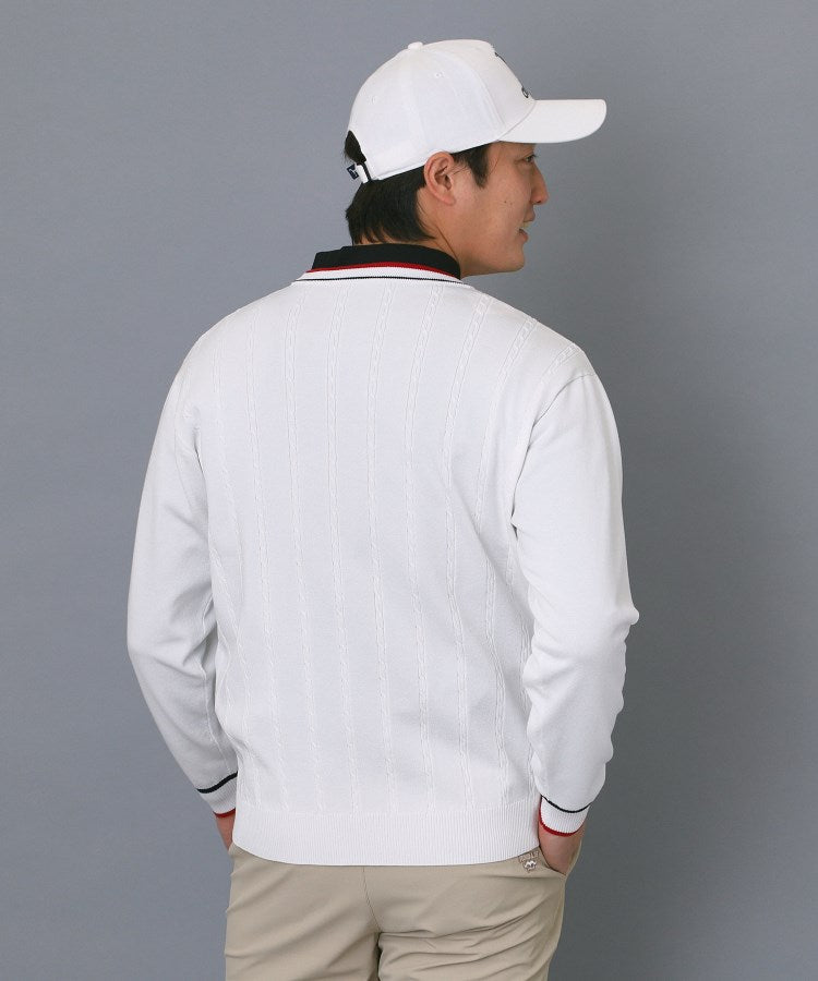 アダバット adabat ◆【ADABAT NAVY】ケーブルストライプクルーニット （ブルー(091)） ブルー(091)
