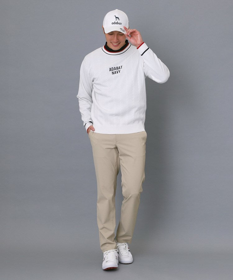 アダバット adabat ◆【ADABAT NAVY】ケーブルストライプクルーニット （ブルー(091)） ブルー(091)
