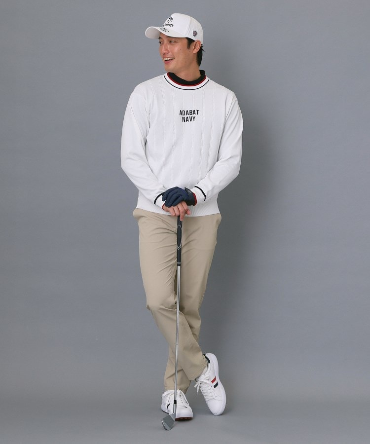 アダバット adabat ◆【ADABAT NAVY】ケーブルストライプクルーニット （ブルー(091)） ブルー(091)