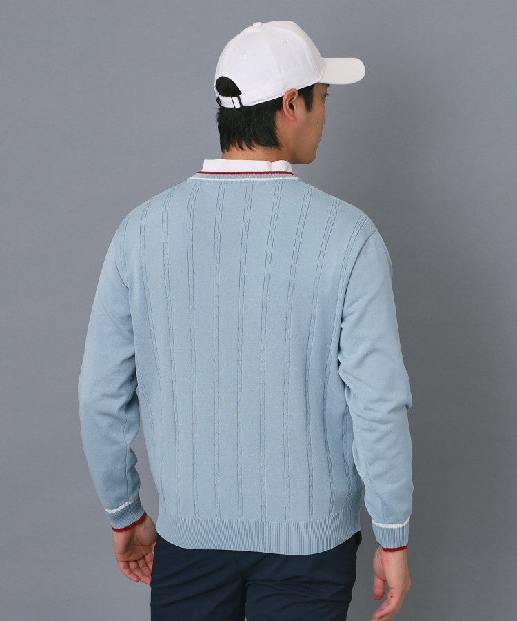 アダバット adabat ◆【ADABAT NAVY】ケーブルストライプクルーニット （ブルー(091)） ブルー(091)